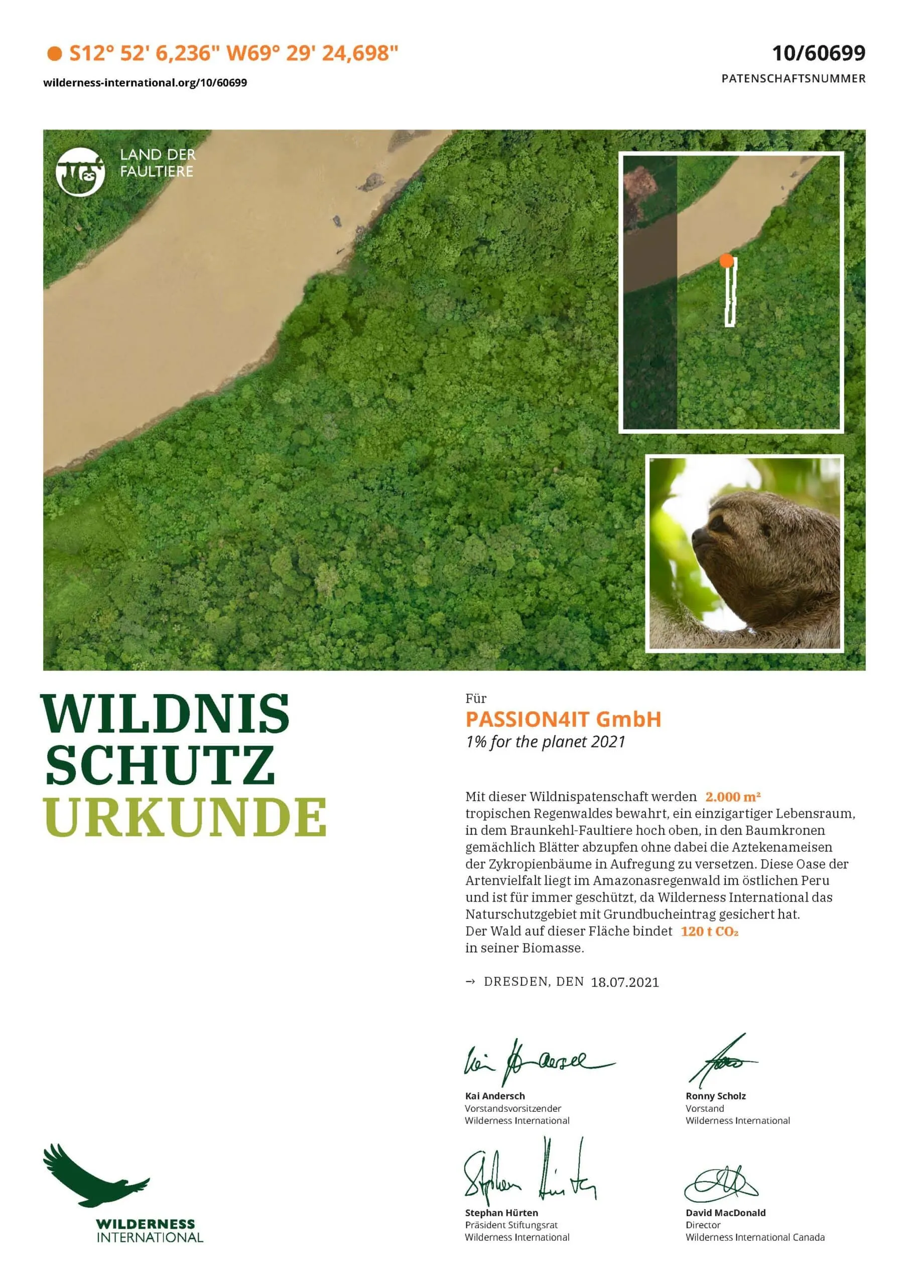 Wildnisschutz-Urkunde 2